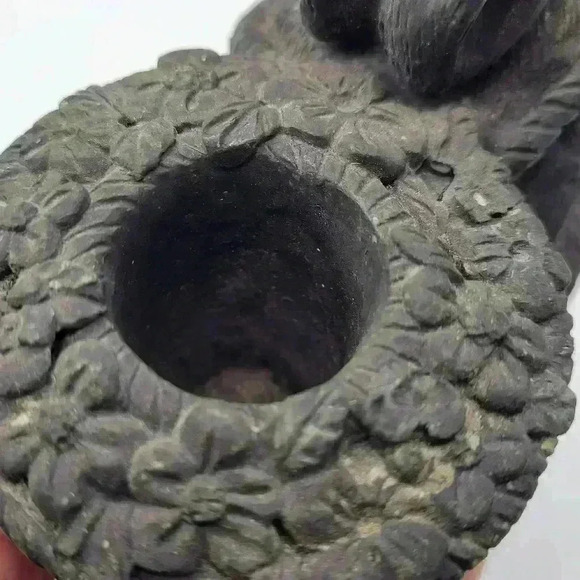 RARE Piece Rabbit Bunny Ressin Candle holder Pulling Basket - Picture 11 of 14